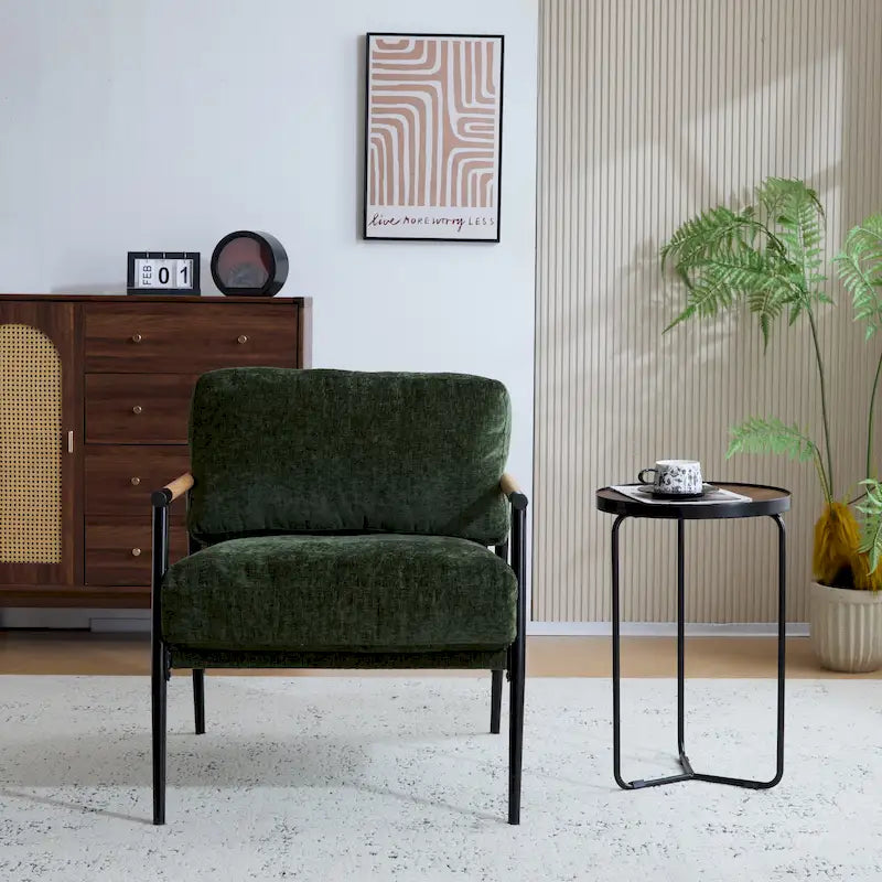 Fauteuil d'appoint rembourré moderne Varsts avec cadre en bois, émeraude par Christopher Knight Home