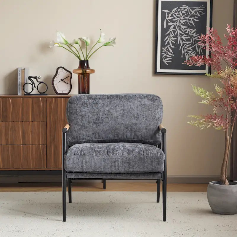 Fauteuil d'appoint rembourré moderne Varsts avec cadre en bois, émeraude par Christopher Knight Home