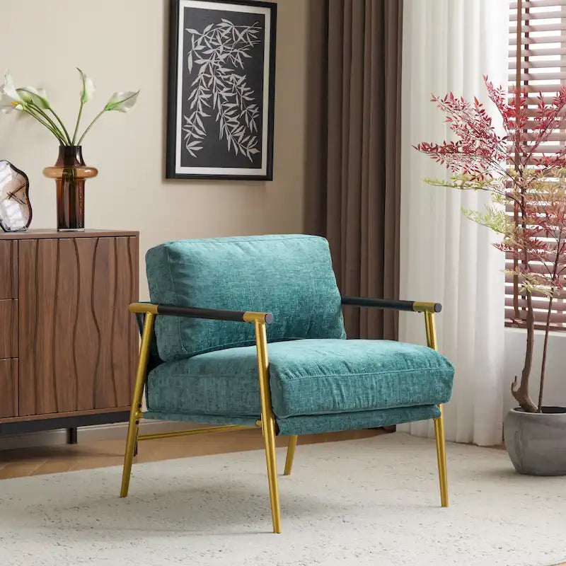 Fauteuil d'appoint rembourré moderne Varsts avec cadre en bois, émeraude par Christopher Knight Home