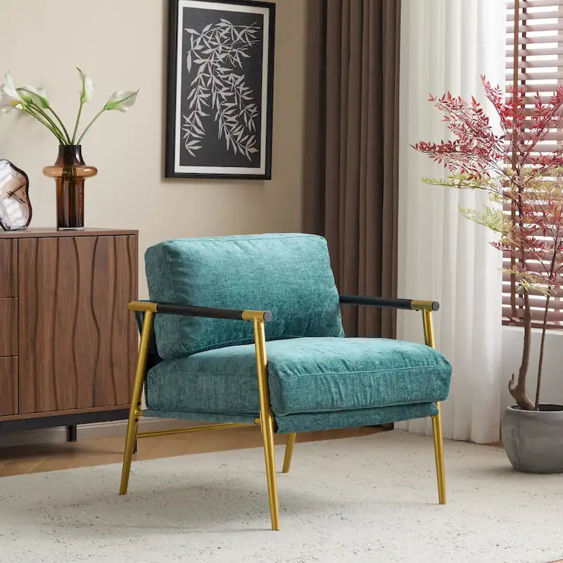 Fauteuil d'appoint rembourré moderne Varsts avec cadre en bois, émeraude par Christopher Knight Home
