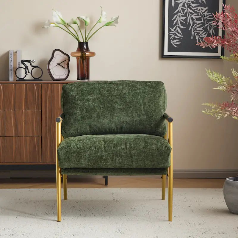 Fauteuil d'appoint rembourré moderne Varsts avec cadre en bois, émeraude par Christopher Knight Home