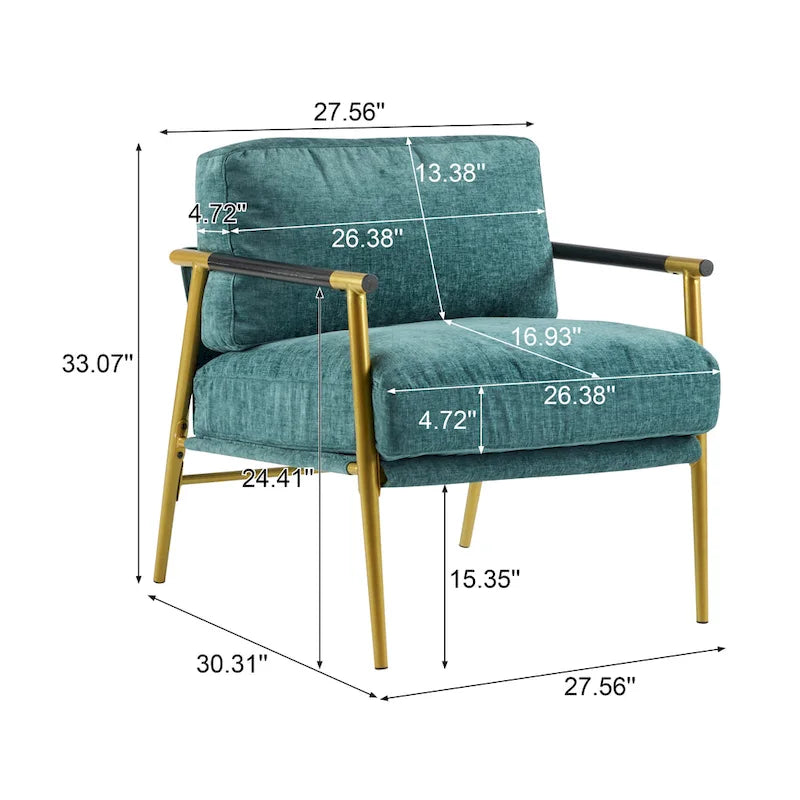 Fauteuil d'appoint rembourré moderne Varsts avec cadre en bois, émeraude par Christopher Knight Home