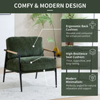 Fauteuil d'appoint rembourré moderne Varsts avec cadre en bois, émeraude par Christopher Knight Home