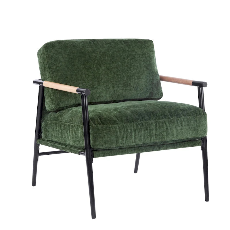 Fauteuil d'appoint rembourré moderne Varsts avec cadre en bois, émeraude par Christopher Knight Home