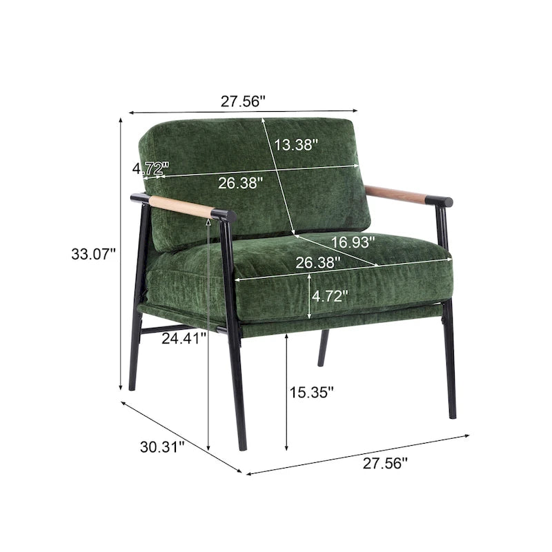 Fauteuil d'appoint rembourré moderne Varsts avec cadre en bois, émeraude par Christopher Knight Home