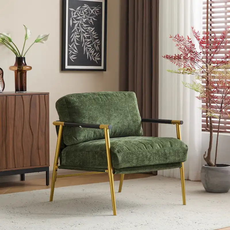 Fauteuil d'appoint rembourré moderne Varsts avec cadre en bois, émeraude par Christopher Knight Home