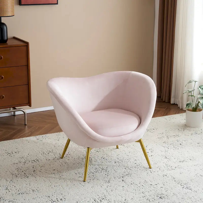 Christopher Knight Home - Fauteuil d'appoint moderne Eliana en tissu Teddy avec dossier incurvé et pieds dorés