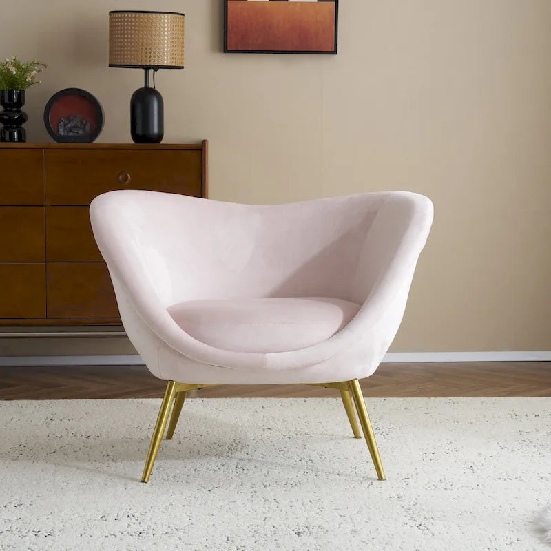 Christopher Knight Home - Fauteuil d'appoint moderne Eliana en tissu Teddy avec dossier incurvé et pieds dorés