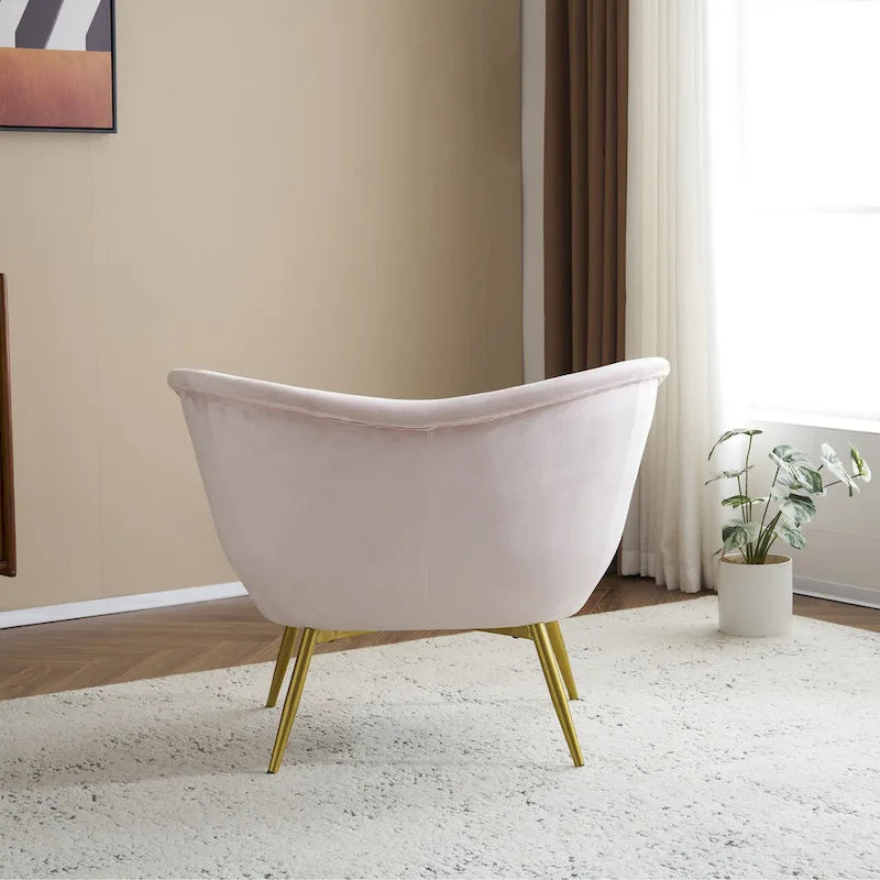 Christopher Knight Home - Fauteuil d'appoint moderne Eliana en tissu Teddy avec dossier incurvé et pieds dorés