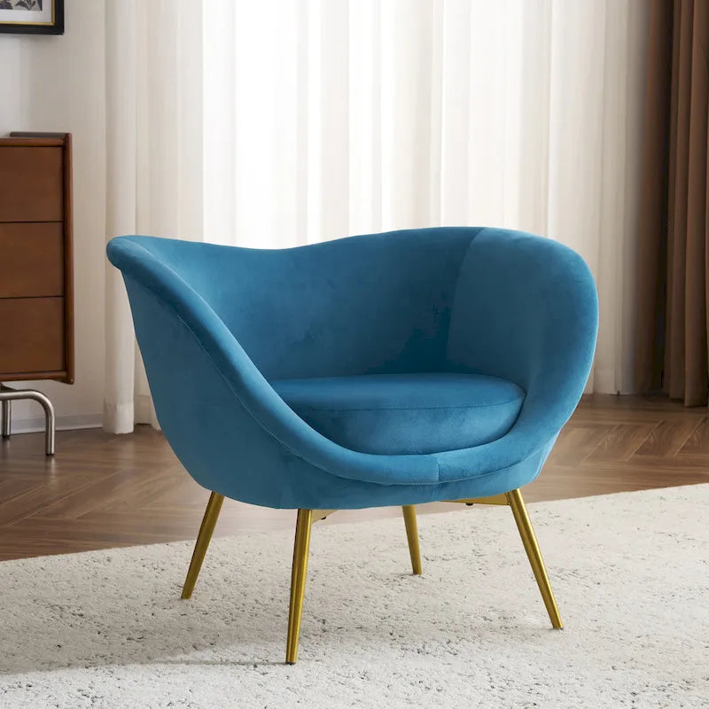 Christopher Knight Home - Fauteuil d'appoint moderne Eliana en tissu Teddy avec dossier incurvé et pieds dorés