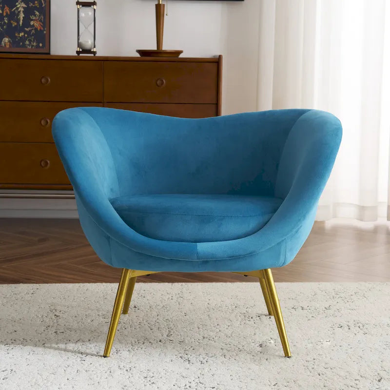 Christopher Knight Home - Fauteuil d'appoint moderne Eliana en tissu Teddy avec dossier incurvé et pieds dorés