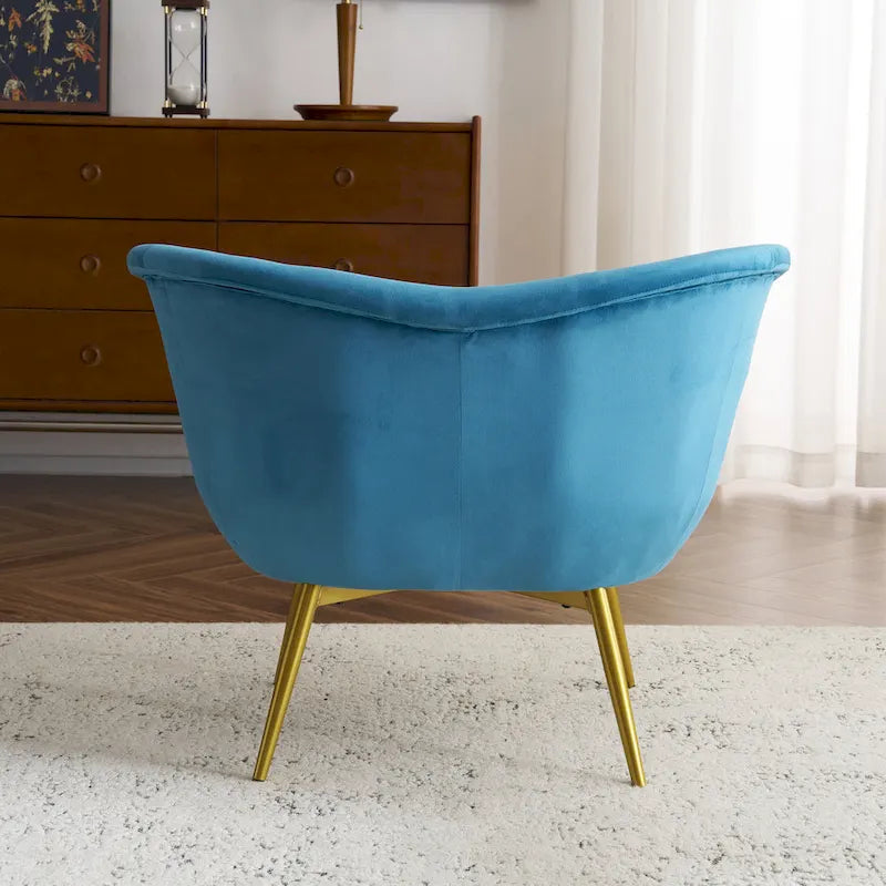Christopher Knight Home - Fauteuil d'appoint moderne Eliana en tissu Teddy avec dossier incurvé et pieds dorés