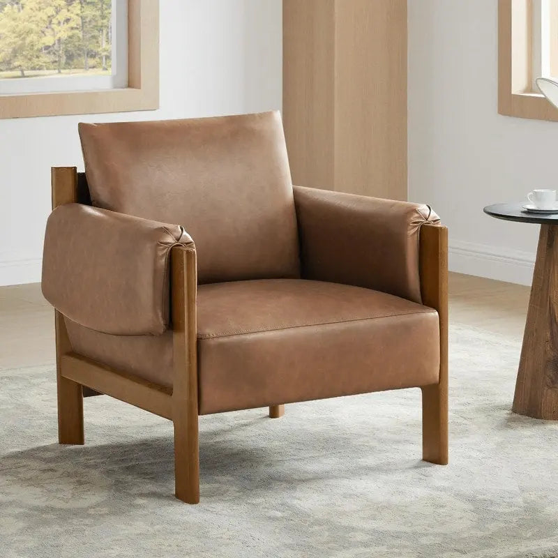 Fauteuil d'appoint Carol Mid Century Modern rembourré avec pieds en bois