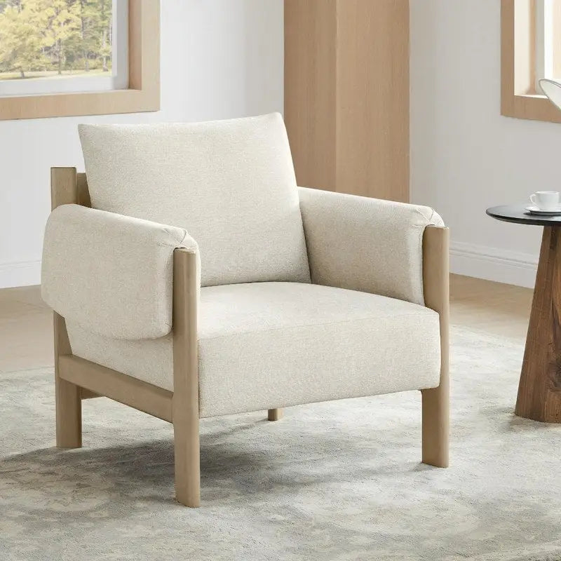 Fauteuil d'appoint Carol Mid Century Modern rembourré avec pieds en bois