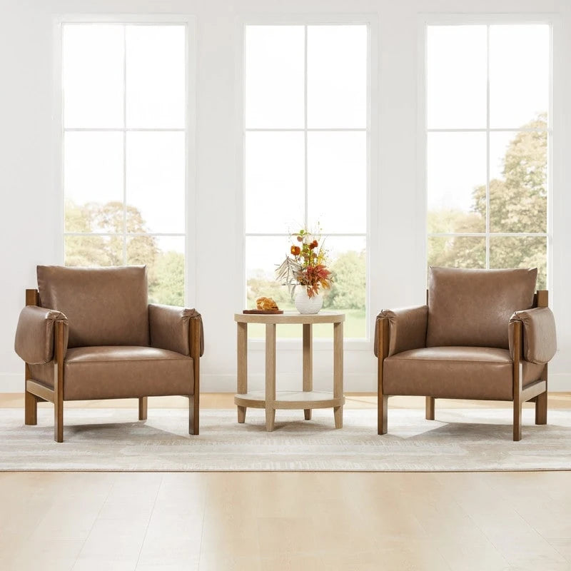 Fauteuil d'appoint Carol Mid Century Modern rembourré avec pieds en bois