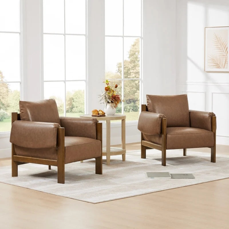 Fauteuil d'appoint Carol Mid Century Modern rembourré avec pieds en bois