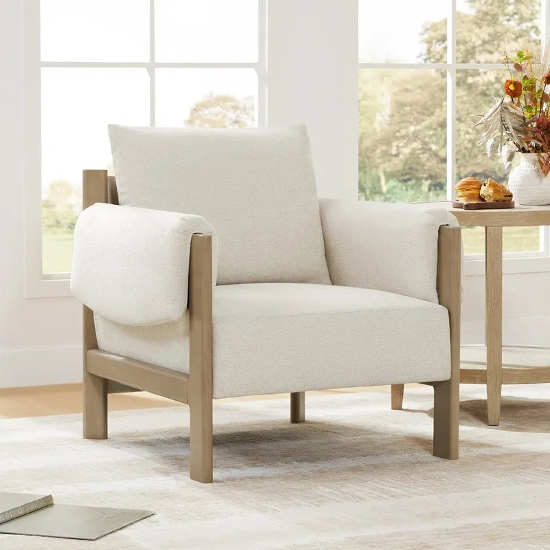 Fauteuil d'appoint Carol Mid Century Modern rembourré avec pieds en bois