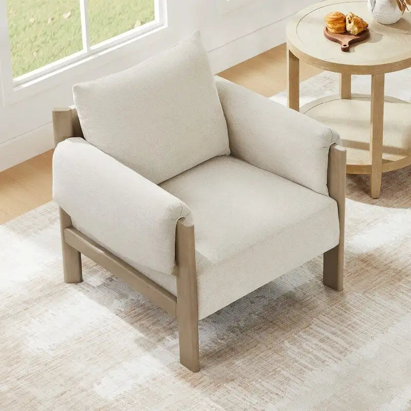 Fauteuil d'appoint Carol Mid Century Modern rembourré avec pieds en bois