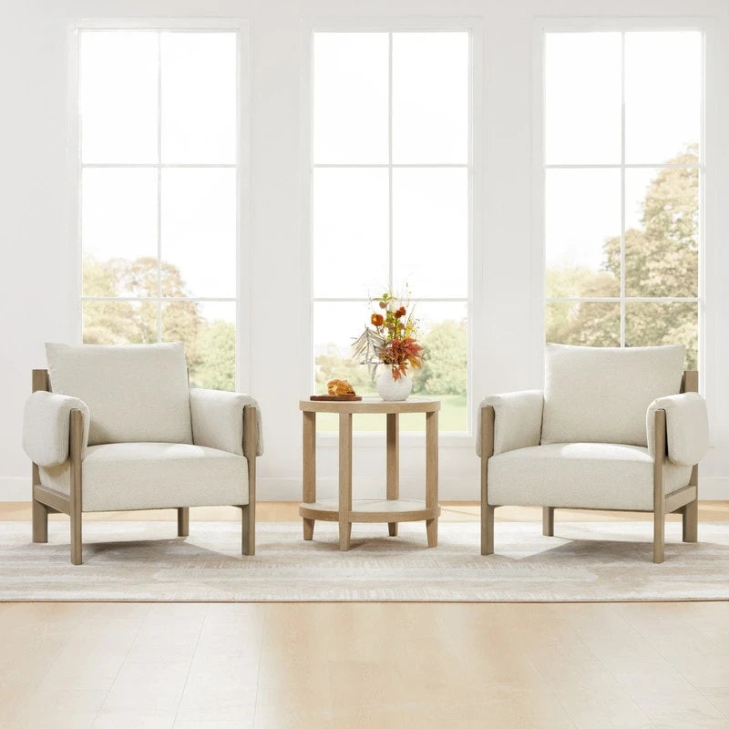 Fauteuil d'appoint Carol Mid Century Modern rembourré avec pieds en bois