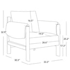 Fauteuil d'appoint Carol Mid Century Modern rembourré avec pieds en bois