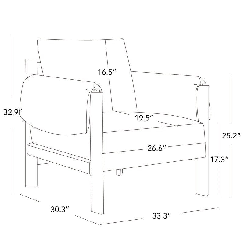 Fauteuil d'appoint Carol Mid Century Modern rembourré avec pieds en bois