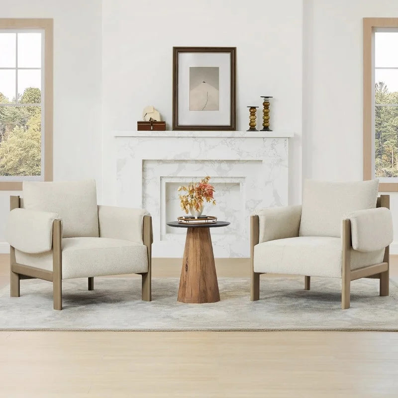 Fauteuil d'appoint Carol Mid Century Modern rembourré avec pieds en bois