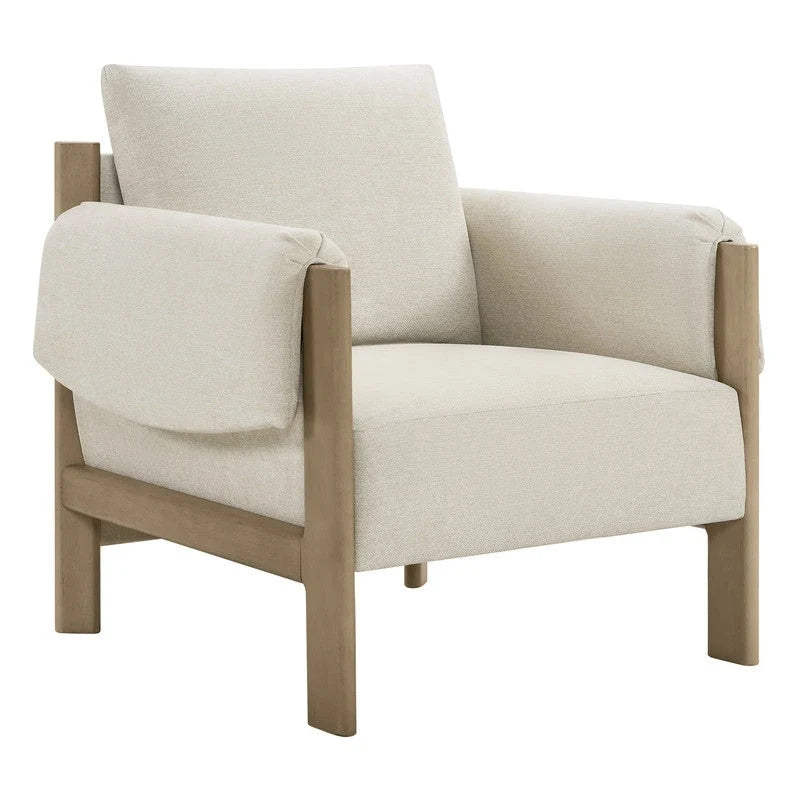 Fauteuil d'appoint Carol Mid Century Modern rembourré avec pieds en bois