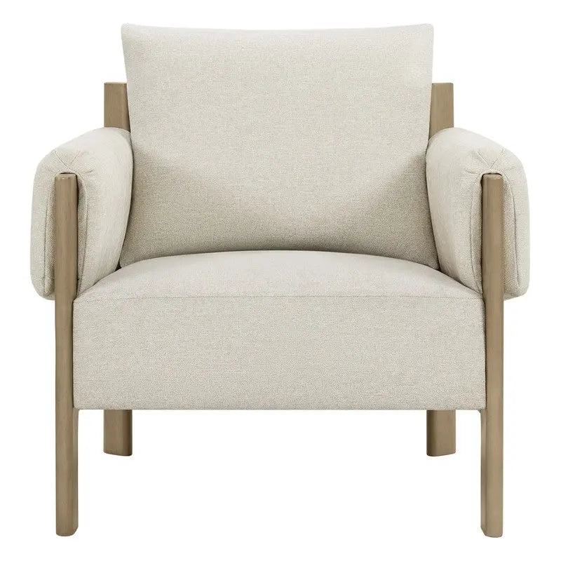 Fauteuil d'appoint Carol Mid Century Modern rembourré avec pieds en bois