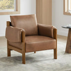 Fauteuil d'appoint Carol Mid Century Modern rembourré avec pieds en bois