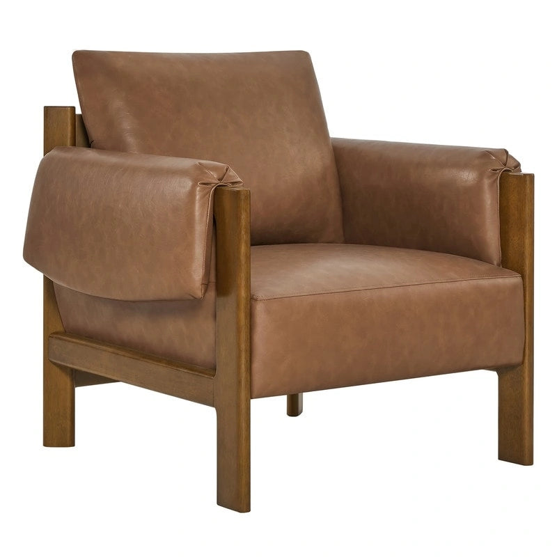 Fauteuil d'appoint Carol Mid Century Modern rembourré avec pieds en bois