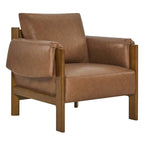 Fauteuil d'appoint Carol Mid Century Modern rembourré avec pieds en bois