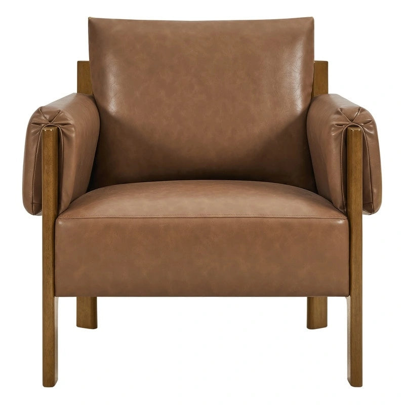 Fauteuil d'appoint Carol Mid Century Modern rembourré avec pieds en bois