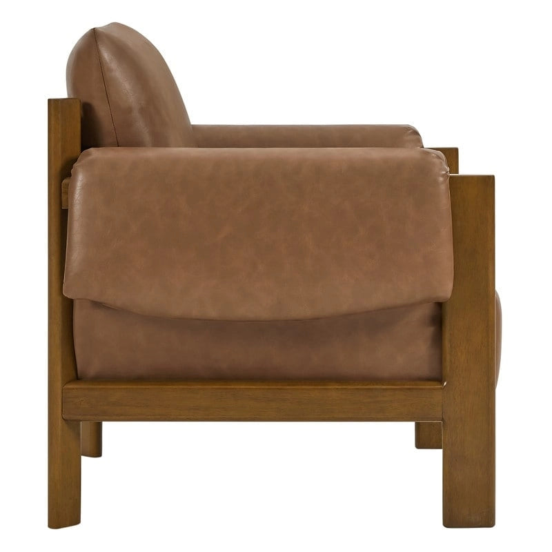 Fauteuil d'appoint Carol Mid Century Modern rembourré avec pieds en bois