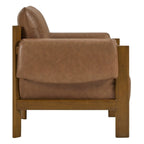 Fauteuil d'appoint Carol Mid Century Modern rembourré avec pieds en bois