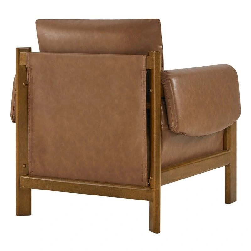 Fauteuil d'appoint Carol Mid Century Modern rembourré avec pieds en bois