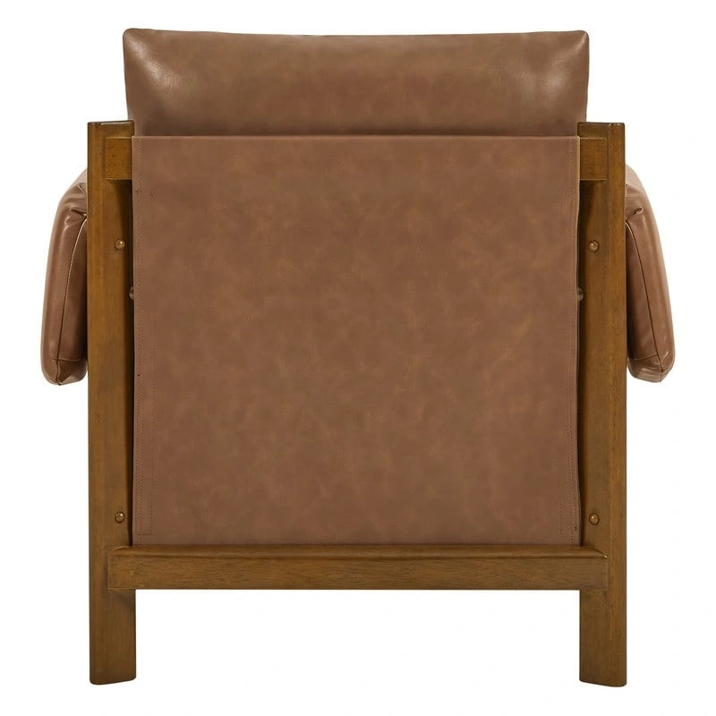 Fauteuil d'appoint Carol Mid Century Modern rembourré avec pieds en bois