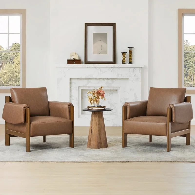 Fauteuil d'appoint Carol Mid Century Modern rembourré avec pieds en bois