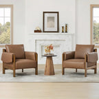 Fauteuil d'appoint Carol Mid Century Modern rembourré avec pieds en bois