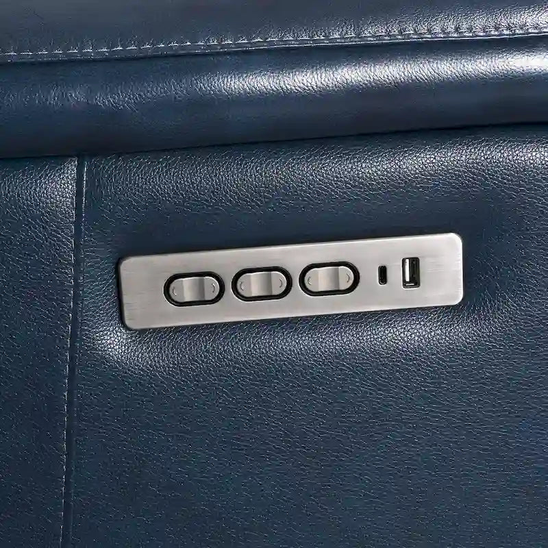 Ensemble de canapés inclinables électriques zéro gravité en cuir 3 pièces avec appuie-tête et support lombaire électriques, ports USB et USB-C