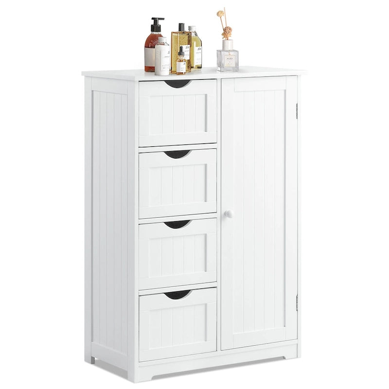 Costway Wooden 4 Drawer Bathroom Floor Cabinet Storage Cupboard 2