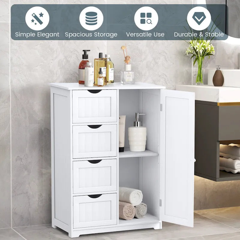 Costway Meuble bas de salle de bain en bois à 4 tiroirs 2