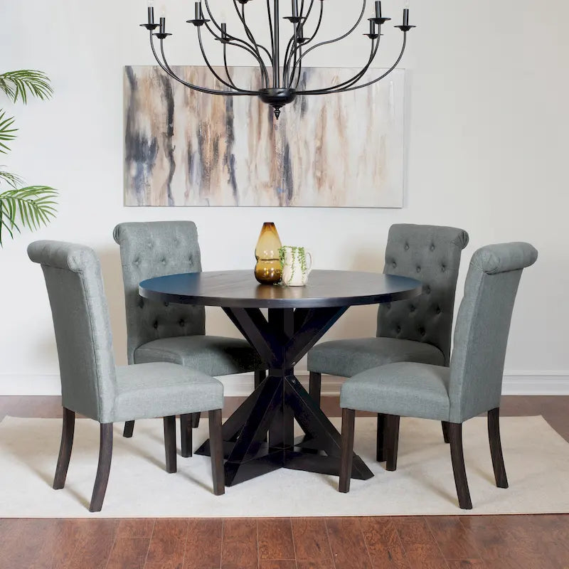 Ensemble Table et Chaises de Salle à Manger pour Petit Appartement, Ensemble Table et Chaises de Salle à Manger Rondes avec Table Piédestal en Croix pour Cuisine
