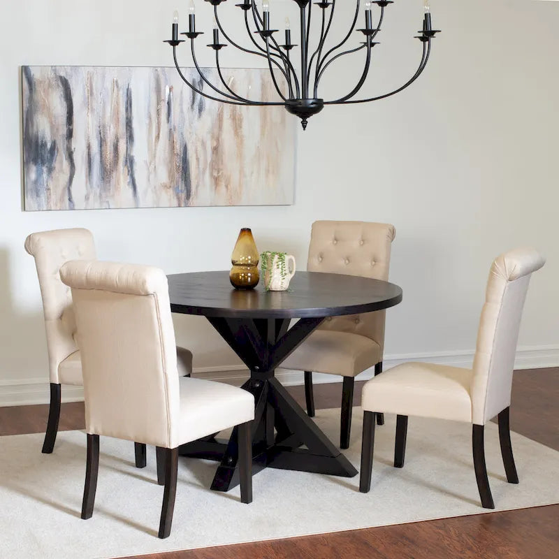 Ensemble Table et Chaises de Salle à Manger pour Petit Appartement, Ensemble Table et Chaises de Salle à Manger Rondes avec Table Piédestal en Croix pour Cuisine