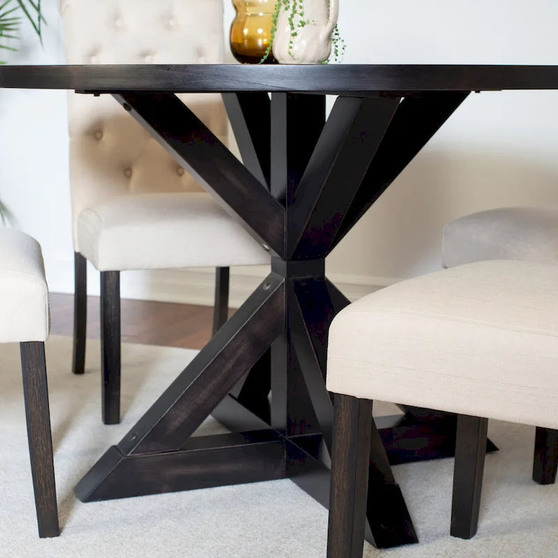 Ensemble Table et Chaises de Salle à Manger pour Petit Appartement, Ensemble Table et Chaises de Salle à Manger Rondes avec Table Piédestal en Croix pour Cuisine