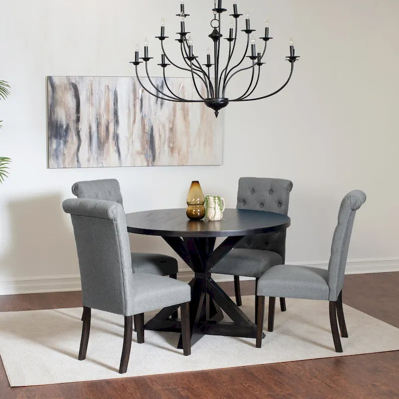 Ensemble Table et Chaises de Salle à Manger pour Petit Appartement, Ensemble Table et Chaises de Salle à Manger Rondes avec Table Piédestal en Croix pour Cuisine