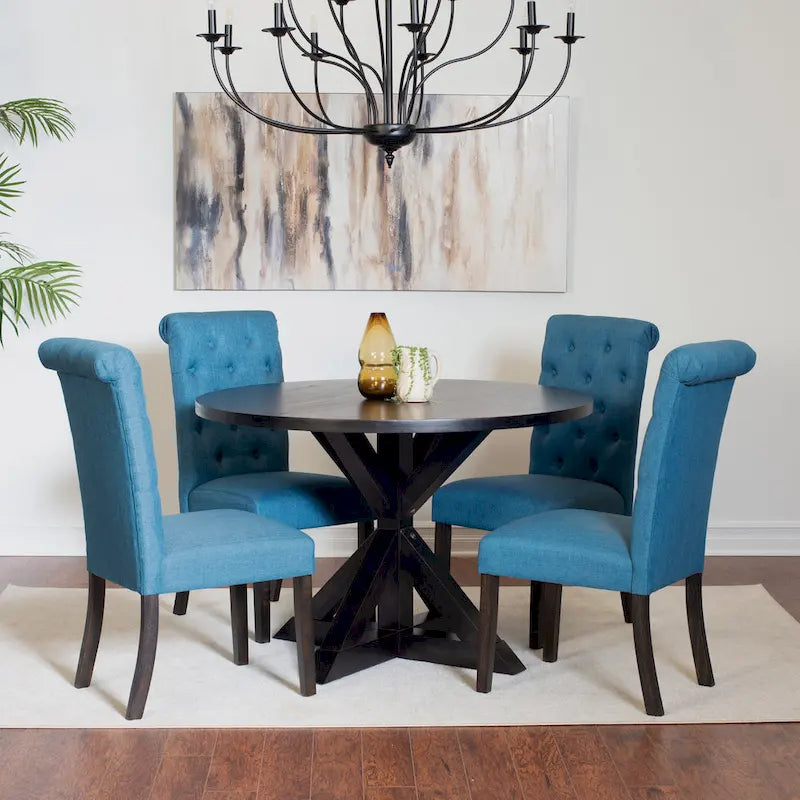 Ensemble Table et Chaises de Salle à Manger pour Petit Appartement, Ensemble Table et Chaises de Salle à Manger Rondes avec Table Piédestal en Croix pour Cuisine
