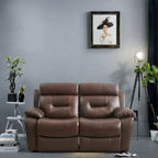 Canapé inclinable 2 places en cuir véritable 63 avec accoudoirs rembourrés