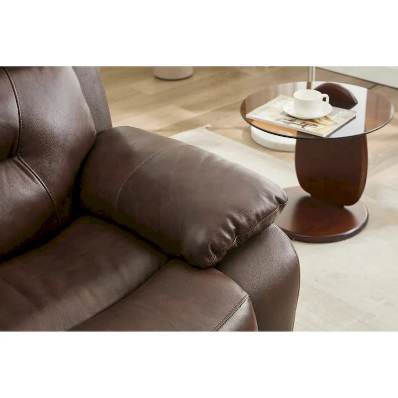 Canapé inclinable 2 places en cuir véritable 63 avec accoudoirs rembourrés