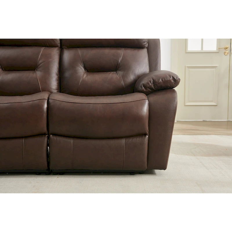 Canapé inclinable 2 places en cuir véritable 63 avec accoudoirs rembourrés