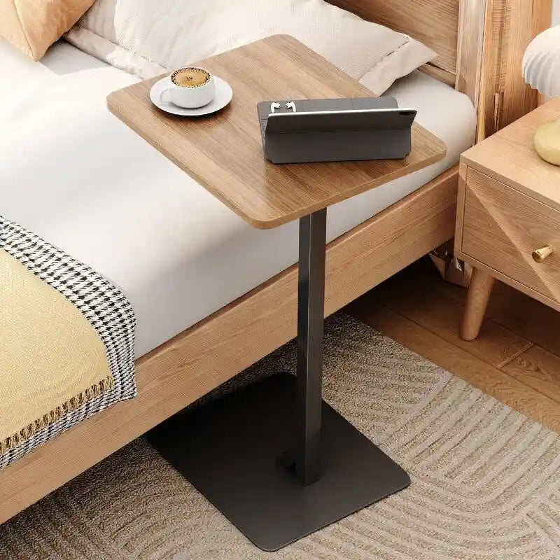 Table d'appoint en C marron rustique et noir, 1 personne, 39,9 cm (P) x 30 cm (L) x 60 cm (H)
